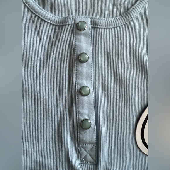 👚🦉PAUL & JOE Icy Blue🧊Cotton Knit Rib Tank Top Snaps NWT - Picture 3 of 6
